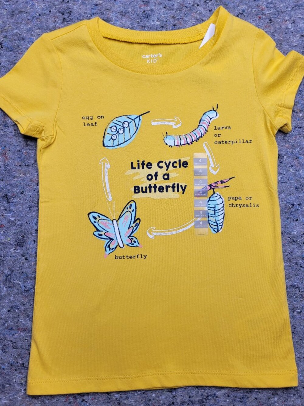 oddler shirt, Carters, size 4, gold, new with tags